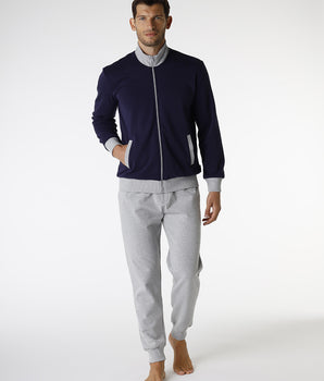 Men's cotton pyjamas, navy blue and grey mix