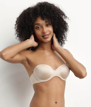 Dim nude microfiber bandeau bra with removable straps