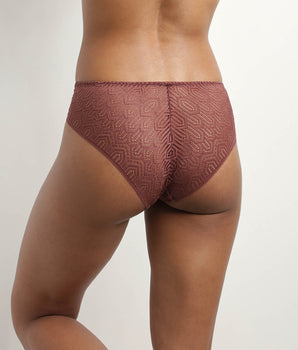 Women's graphic lace briefs with pattern in Cacao Art Deco  Mod de Dim