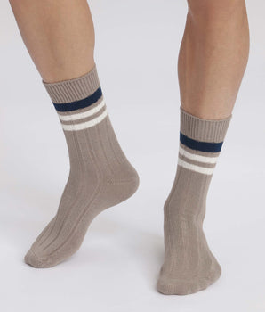 Men's grey striped ribbed socks Dim Bamboo