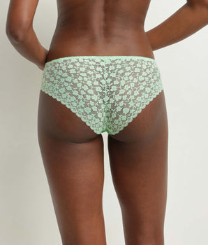 Women's Water Green Floral Lace Midi Brief Daisy Lace