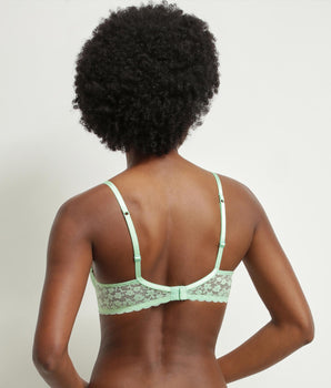 Women's underwired bra in green floral lace Daisy lace