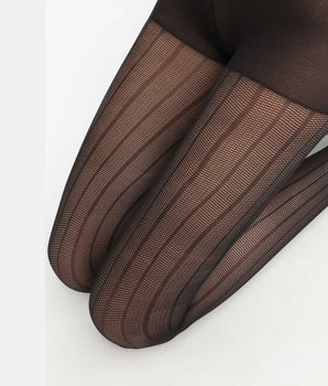 Women's sheer tights with linear pattern Black Dim Style