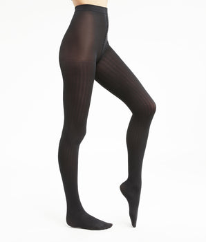 Women's semi-opaque flat rib tights Black Dim Style