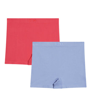 Pack of 2 Chardon Blue and Pink Dim Seamless microfiber boxer shorts for girls