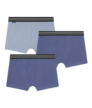 Pack of 3 Ecodim blue stretch cotton boxer shorts for boys