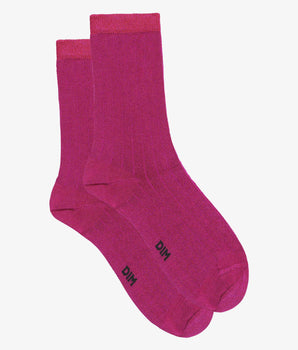 Women's satin cotton ribbed socks Fuchsia Dim Fashion