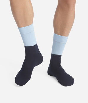 Men's colorblock cotton socks Navy and Blue Dim Fashion