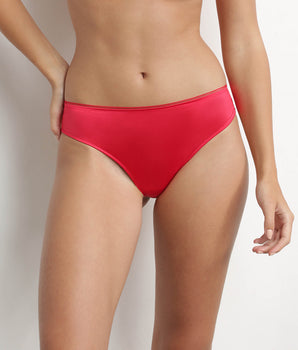 Red satin microfiber woman's tanga Dim Chéri