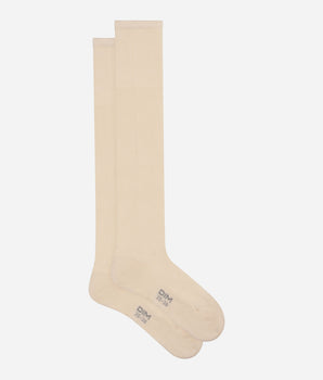 Women's ribbed cotton maxi socks Cream Dim