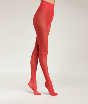 Red sheer women's tights with contrast line Dim Style