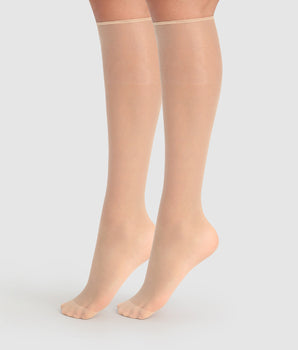 Pack of 2 Sublim Voile Brillant 15 sheer knee highs with a satin sheen in capri