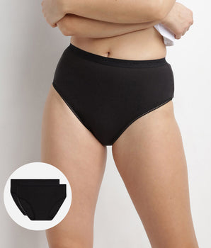 Pack of 2 pairs of Pur Coton high rise bikini knickers in black