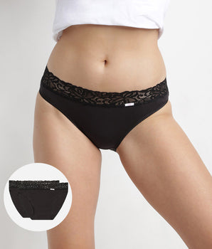 Pack of 2 pairs of Coton Plus Féminine midi knickers in black