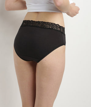 Pack of 2 pairs of Coton Plus Féminine high rise bikini knickers in black