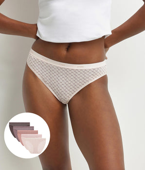 Pack of 5 logomania stretch cotton knickers Nude Les Pockets