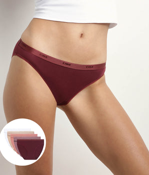 Pack of 5 stretch knickers in Ruby Nude Rose Les Pockets Ecodim