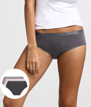 Pack of 3 taupe, pink and grey boxers Les Pockets EcoDIM