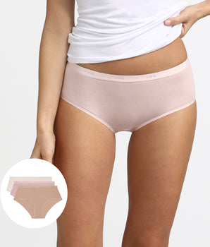 Pack of 3 pairs of Les Pockets Coton boyshorts in nude/pink/pearl