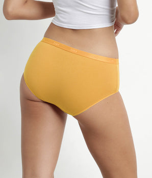 Pack of 3 stretch cotton women's boxers, Yellow, Brown Les Pockets Ecodim