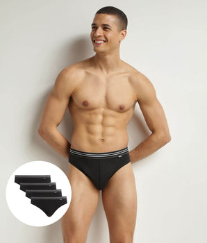 Pack of 4 briefs cotton stretch men's Black EcoDim