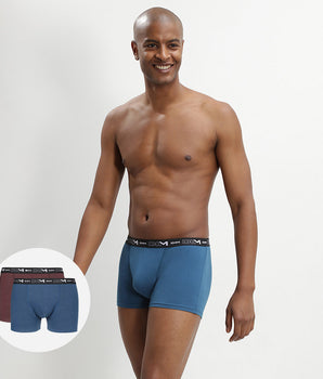 Pack of 2 Blue and Red Cotton Stretch Boxers for Men