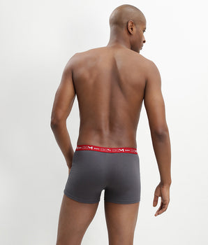 Pack of 3 pairs of Coton Stretch grey, chilli red and black trunks