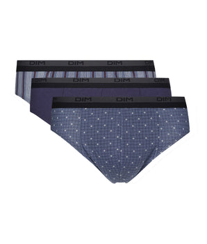 Dim Print Pack of 3 men's cotton briefs with blue crosses design