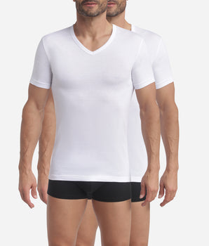 Lot de 2 t-shirts homme en coton blanc à col en V EcoDim