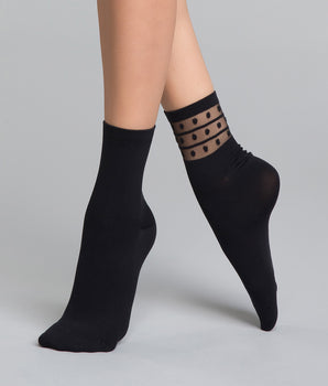 2 pack black and polka dots socks - Dim Skin Fancy